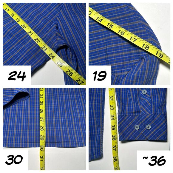 Stio Men's Large Bircher Blue Plaid LS Button-Up Performance Shirt D/C - EUC - Picture 7 of 12